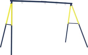 AIYAPLAY Cadru pentru Leagăn de Grădină pentru Copii, Structură din Oțel, Anti-UV, Impermeabil, Suportă 150 kg, cu 4 Cârlige pentru Leagăn Tip Cuib, Leagăn în U, Scară, 260x160x178 cm, Albastru | Aosom Romania