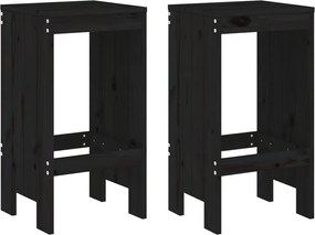vidaXL Taburete de bar, 2 buc., negru, 40x36x75 cm, lemn masiv de pin