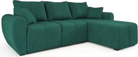 OFERTA Set canapea extensibilă reversibilă în formă de L SEVIO 246x145 cm, verde flacon + 2 perne GRATUIT II. calitate