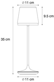 Lampă de masă gri închis, incl. LED IP65 reîncărcabilă cu stație de încărcare - Bass