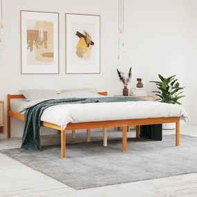 vidaXL Pat pentru seniori, maro ceruit, 160x200 cm, lemn masiv de pin