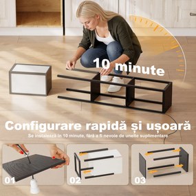 Lampă de Podea HOMCOM LED cu Rafturi, Lampă Modernă cu Comutator și Porturi USB, Lumină Reglabilă pentru Living și Dormitor, Neagră | Aosom Romania