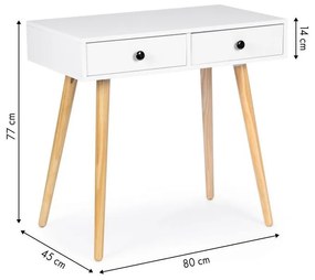 Masă laterală elegantă din lemn cu 2 sertare