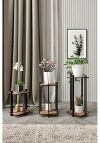 Stand din lemn pentru plante Patrat Biroul Flori - Nuc