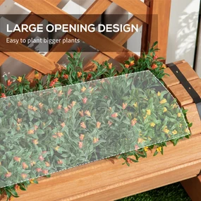 Jardiniera cu 3 ghivece Outsunny, forma de butoi, lemn de brad maro, 45x35x150cm | Aosom RO