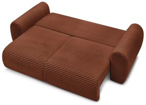 Canapea cărămizie extensibilă cu tapițerie din catifea reiată 257 cm Lucien – Bobochic Paris