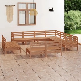 3083157 vidaXL Set mobilier de grădină, 11 piese, maro miere, lemn masiv pin