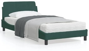 373135 vidaXL Cadru de pat cu tăblie, verde închis, 100x200 cm, catifea