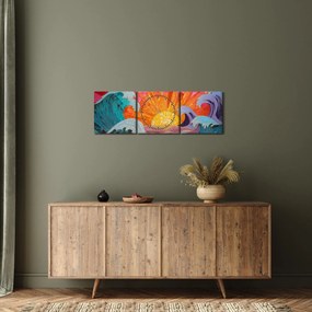 Tablou - Mozaic de valuri (cu ceas) (90x30 cm)