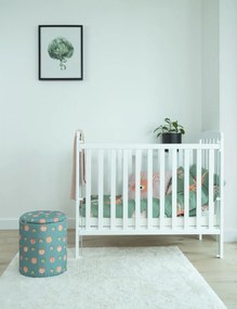 Patut bebe din lemn masiv, laterala culisabila si inaltime reglabila a saltelei, bedside Alice Alb, 100x50 cm