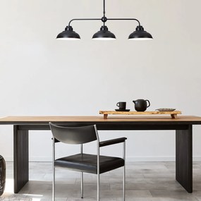 Lustra cu 3 surse de iluminat design industrial Dragan negru
