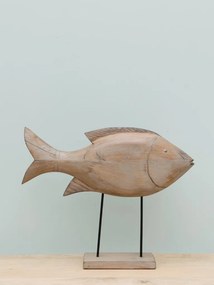 Decoratiune in forma de peste, din lemn reciclat, H51 Wooden Fish