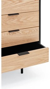 Comodă neagră/în culoare naturală joasă cu aspect de lemn de stejar 159x80 cm Sierra – Teulat