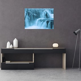 Tablou pe sticlă - cascadele închețate (70x50 cm)