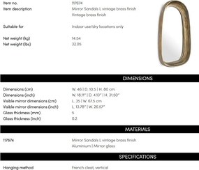 Oglinda decorativa design LUX Sandals L, alama antic