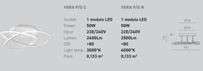 Lustra LED aplicata diametru 70cm YARA 3000K sau 4000K