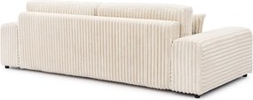 Canapea crem extensibilă/cu spațiu de depozitare cu tapițerie din catifea reiată 260 cm Justin – Ropez