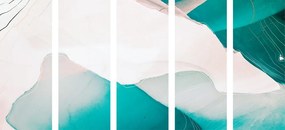 Tablou 5-piese abstracție albastră modernă