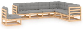vidaXL Set mobilier de grădină cu perne, 7 piese, lemn masiv de pin