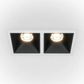 Spot LED incastrabil dimabil cu 2 surse de iluminat Alpha alb, negru 3000K