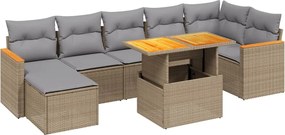 vidaXL Set canapele de grădină, 8 piese, cu perne, bej, poliratan