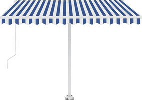 vidaXL Copertină autonomă retractabilă automat albastru&alb 300x250 cm