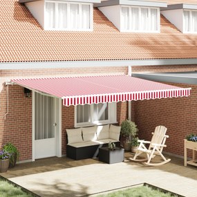 vidaXL Marchiză retractabilă Roșu și alb 450 × 300 cm Roșu și alb
