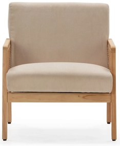 Fotoliu bej țesut cu tapițerie din catifea reiată Debra – Marckeric