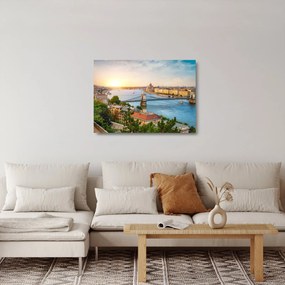 Tablou pe sticlă cu orașul Budapesta și râu (70x50 cm)