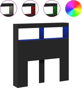 vidaXL Tăblie cu dulap și LED, negru, 100x17x102 cm