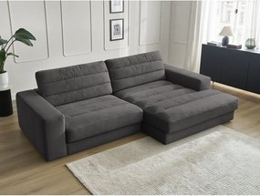 Colțar gri antracit cu tapițerie din catifea (cu colț pe partea dreaptă/cu șezlong) Sierra – Bobochic Paris