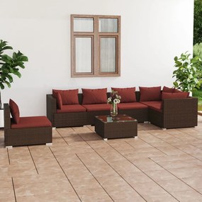 3102331 vidaXL Set mobilier de grădină cu perne, 7 piese, maro, poliratan