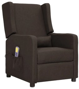 3093390 vidaXL Fotoliu rabatabil de masaj, cu ridicare, maro închis, textil