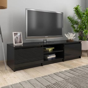 800655 vidaXL Comodă TV, negru extralucios, 140 x 40 x 35,5 cm, PAL