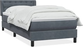 vidaXL Pat box spring cu saltea, gri închis, 80x220 cm, catifea
