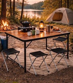 Masă de camping pliabilă cu scaune - set pentru drumeții pentru 4 persoane Negru
