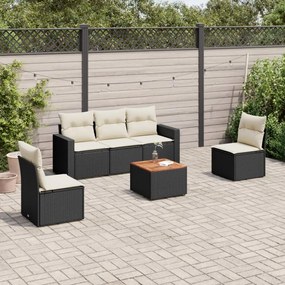 3224061 vidaXL Set mobilier de grădină cu perne, 6 piese, negru, poliratan