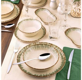 Set veselă, 27 piese, porțelan, bej/maro