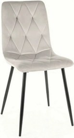 Scaun TOM, gri deschis/negru, stofa catifelata/metal, 45x39x91 cm