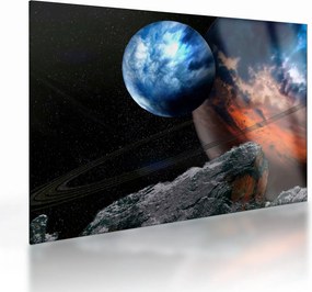Tablou pe sticlă planetei în cosmos (70x50 cm)