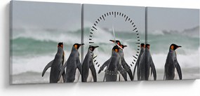 Tablou pinguini în ocean (cu ceas) (90x30 cm)