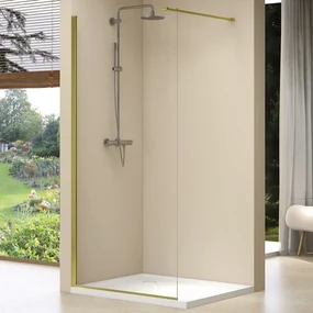 Paravan de dus   Perete de dus Walk in 100x200 cm sticla securizata de 8 mm cu profil auriu