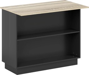 HOMCOM Insulă de Bucătărie cu Bar, Cărucior de Bucătărie cu 2 Compartimente Deschise și 2 Dulapuri, 105x60x82 cm, Negru | Aosom Romania