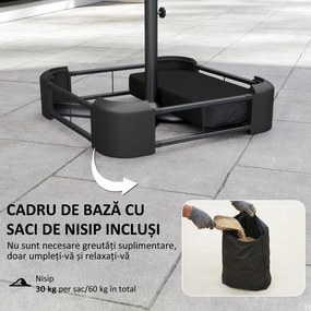 Outsunny Umbrelă Dublă de Grădină 3x1.5 m, Umbrelă de Exterior cu Sac de Nisip, Anti UV 50+, Bej | Aosom Romania