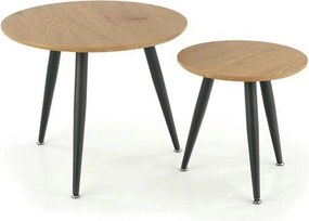 Set 2 masute cafea MENTONA 2, stejar auriu/negru