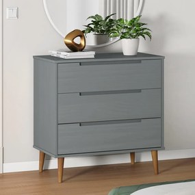 vidaXL Dulap cu sertare „MOLDE”, gri, 80x40x80 cm, lemn masiv de pin