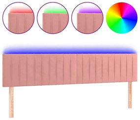 3121921 vidaXL Tăblie de pat cu LED, roz, 200x5x78/88 cm, catifea
