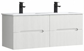 Trent 120 dulap de baie inferior cu chiuvetă ceramică 4 sertare, alb