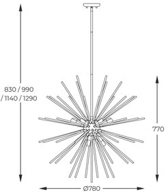 Lustră pe tijă Zuma Line P0491-09C-F7BC URCHIN 9xG9/42W/230V auriu/negru