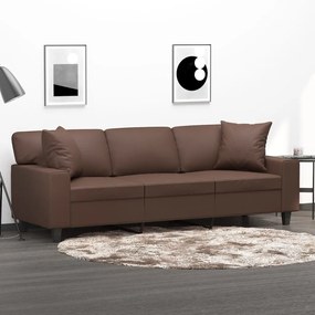 3153067 vidaXL Canapea cu 3 locuri, perne&pernuțe maro 180 cm piele ecologică